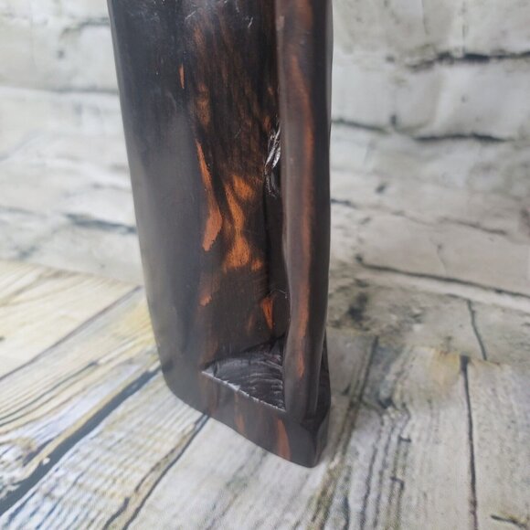 Vtg Asian Wood Carving Chinese Man w Staff Statue Figure Oriental Art Wood 12" - Picture 4 of 12